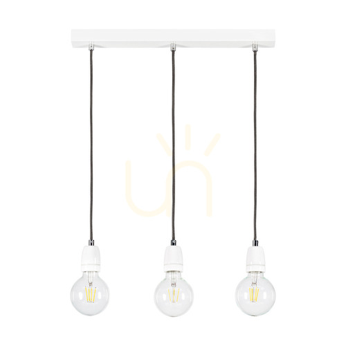 Prüfen Porcia Pendelleuchte, 3xE27, Max. 60 W, Weißmetall/anthrazitfarbenes geflochtenes Kabel/weiße Keramik, 52 cm