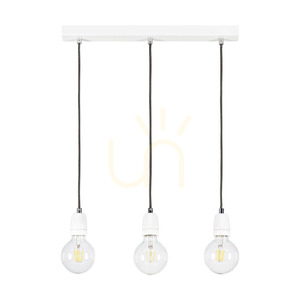 Porcia Pendelleuchte, 3xE27, Max. 60 W, Weißmetall/anthrazitfarbenes geflochtenes Kabel/weiße Keramik, 52 cm small 0