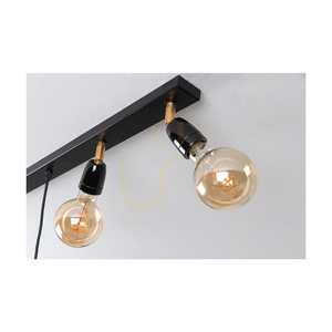 Porcia Pendelleuchte, 4xE27, Max. 25 W, schwarz-goldenes Metall/schwarzes geflochtenes Kabel/schwarze Keramik, 75 cm small 2