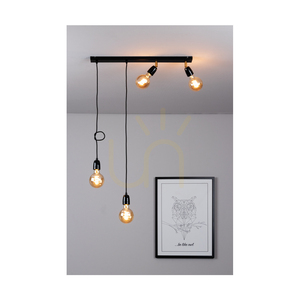 Porcia Pendelleuchte, 4xE27, Max. 25 W, schwarz-goldenes Metall/schwarzes geflochtenes Kabel/schwarze Keramik, 75 cm small 5