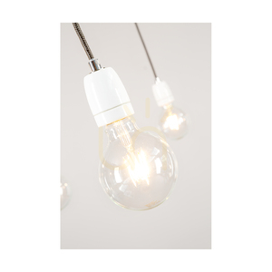Porcia Pendelleuchte, 5xE27, Max. 60 W, Weißmetall/anthrazitfarbenes geflochtenes Kabel/weiße Keramik, Ø 15 cm small 2