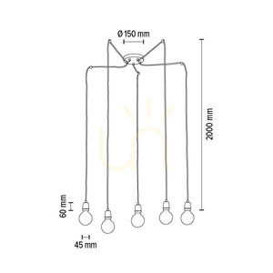 Porcia Pendelleuchte, 5xE27, Max. 60 W, Weißmetall/anthrazitfarbenes geflochtenes Kabel/weiße Keramik, Ø 15 cm small 4