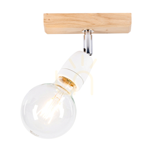Porcia Wandleuchte aus Holz, 1xE27, max.. 25 W, geölte Eiche/Chrommetall/weiße Keramik, 13 cm small 1