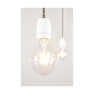 Porcia Pendelleuchte, 7xE27, Max. 60 W, Weißmetall/anthrazitfarbenes geflochtenes Kabel/weiße Keramik, Ø 15 cm small 2