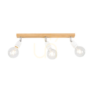Porcia Holz-Deckenleuchte, 3xE27, Max. 25 W, geölte Eiche/Chrommetall/weiße Keramik, 52 cm small 1