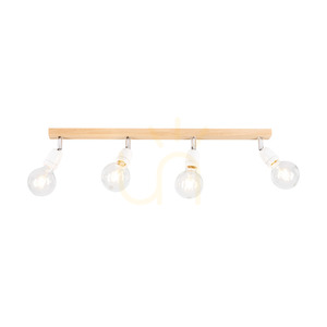 Porcia Holz-Deckenleuchte, 4xE27, Max. 25 W, geölte Eiche/Chrommetall/weiße Keramik, 75 cm small 1