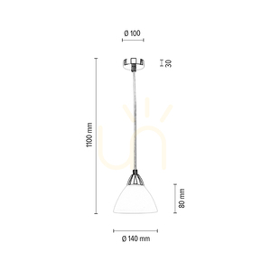 Prahas Pendelleuchte, 1xE14, Max. 40 W, Metall in Chromoptik / transparentes PVC-Kabel / weißer Glasschirm, Ø 14 cm small 3