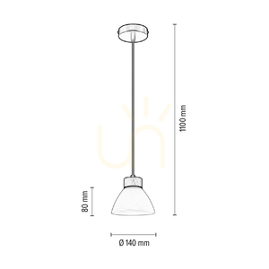 Prahas Pendelleuchte, 1xE14, Max. 40 W, geölte Eiche/schwarzes Metall/schwarzes PVC-Kabel/weißer Glasschirm, Ø 14 cm small 2
