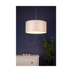 Prata Pendelleuchte, 1xE27, Max. 60 W, Metall in Chromoptik / transparentes PVC-Kabel / silberner Lampenschirm, Ø 50 cm small 1