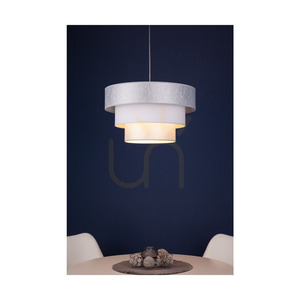 Prata Pendelleuchte, 1xE27, Max. 40 W, graues Metall / transparentes PVC-Kabel / silberweißer Lampenschirm, Ø 45 cm small 2