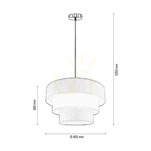 Prata Pendelleuchte, 1xE27, Max. 40 W, graues Metall / transparentes PVC-Kabel / silberweißer Lampenschirm, Ø 45 cm small 4