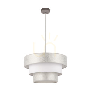 Prata Pendelleuchte, 1xE27, Max. 40 W, graues Metall / transparentes PVC-Kabel / silberweißer Lampenschirm, Ø 45 cm small 0