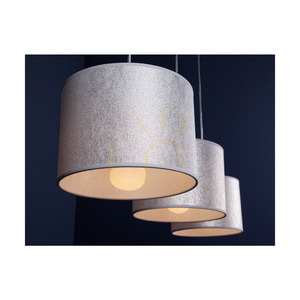 Prata Pendelleuchte, 3xE27, Max. 40 W, graues Metall/transparentes PVC-Kabel/silberner Lampenschirm, 100 cm small 3
