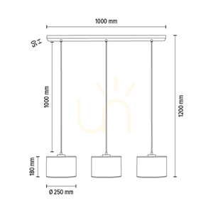 Prata Pendelleuchte, 3xE27, Max. 40 W, graues Metall/transparentes PVC-Kabel/silberner Lampenschirm, 100 cm small 5