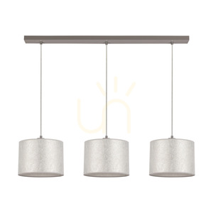 Prata Pendelleuchte, 3xE27, Max. 40 W, graues Metall/transparentes PVC-Kabel/silberner Lampenschirm, 100 cm small 0