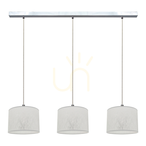 Prüfen Prata Pendelleuchte, 3xE27, Max. 40 W, Metall in Chromoptik / transparentes PVC-Kabel / silberner Lampenschirm, 100 cm
