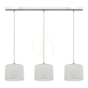 Prata Pendelleuchte, 3xE27, Max. 40 W, Metall in Chromoptik / transparentes PVC-Kabel / silberner Lampenschirm, 100 cm small 0