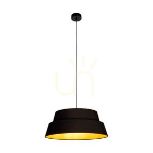 Preto Gold Pendelleuchte, 1xE27, Max. 60 W, schwarzes Metall / schwarzes geflochtenes Kabel / schwarz-goldener Lampenschirm, Ø 50 cm small 1