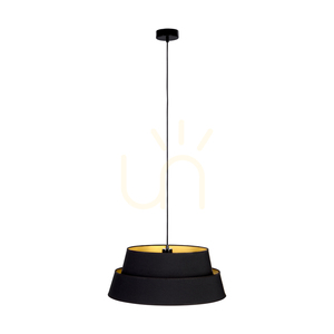 Preto Gold Pendelleuchte, 1xE27, Max. 60 W, schwarzes Metall / schwarzes geflochtenes Kabel / schwarz-goldener Lampenschirm, Ø 50 cm small 2