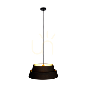 Preto Gold Pendelleuchte, 1xE27, Max. 60 W, schwarzes Metall / schwarzes geflochtenes Kabel / schwarz-goldener Lampenschirm, Ø 50 cm small 3
