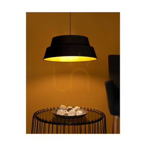 Preto Gold Pendelleuchte, 1xE27, Max. 60 W, schwarzes Metall / schwarzes geflochtenes Kabel / schwarz-goldener Lampenschirm, Ø 50 cm small 4