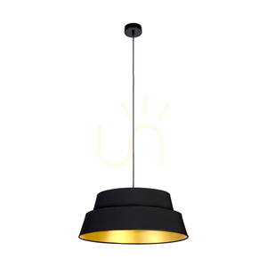 Preto Gold Pendelleuchte, 1xE27, Max. 60 W, schwarzes Metall / schwarzes geflochtenes Kabel / schwarz-goldener Lampenschirm, Ø 50 cm small 0