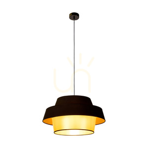 Preto Gold Pendelleuchte, 1xE27, Max. 60 W, schwarzes Metall / schwarzes geflochtenes Kabel / schwarz-goldener Lampenschirm, Ø 55 cm small 1