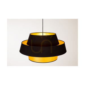 Preto Gold Pendelleuchte, 1xE27, Max. 60 W, schwarzes Metall / schwarzes geflochtenes Kabel / schwarz-goldener Lampenschirm, Ø 55 cm small 3