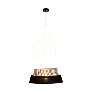 Preto Pepito Pendelleuchte, 1xE27, Max. 60 W, schwarzes Metall / schwarzes geflochtenes Kabel / Lampenschirm „Pepitka“ in Schwarz, Ø 50 cm small 1