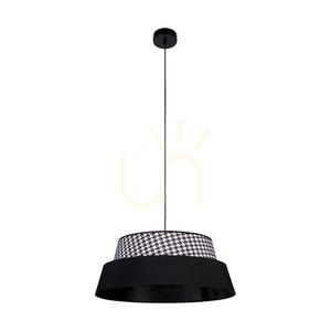 Preto Pepito Pendelleuchte, 1xE27, Max. 60 W, schwarzes Metall / schwarzes geflochtenes Kabel / Lampenschirm „Pepitka“ in Schwarz, Ø 50 cm small 2
