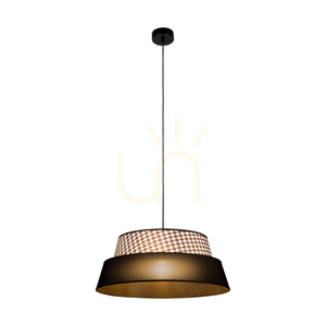 Preto Pepito Pendelleuchte, 1xE27, Max. 60 W, schwarzes Metall / schwarzes geflochtenes Kabel / Lampenschirm „Pepitka“ in Schwarz, Ø 50 cm small 3