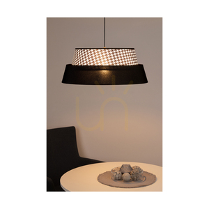 Preto Pepito Pendelleuchte, 1xE27, Max. 60 W, schwarzes Metall / schwarzes geflochtenes Kabel / Lampenschirm „Pepitka“ in Schwarz, Ø 50 cm small 5