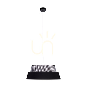 Preto Pepito Pendelleuchte, 1xE27, Max. 60 W, schwarzes Metall / schwarzes geflochtenes Kabel / Lampenschirm „Pepitka“ in Schwarz, Ø 50 cm small 0