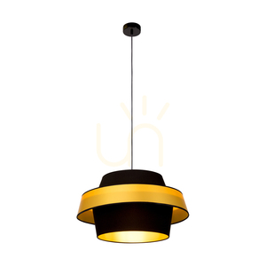 Preto Gold Pendelleuchte, 1xE27, Max. 60 W, schwarzes Metall / schwarzes geflochtenes Kabel / schwarz-goldener Lampenschirm, Ø 55 cm small 1