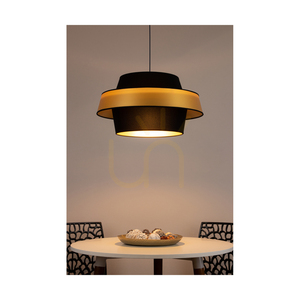 Preto Gold Pendelleuchte, 1xE27, Max. 60 W, schwarzes Metall / schwarzes geflochtenes Kabel / schwarz-goldener Lampenschirm, Ø 55 cm small 2
