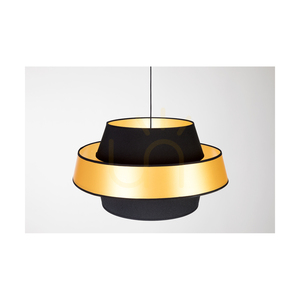 Preto Gold Pendelleuchte, 1xE27, Max. 60 W, schwarzes Metall / schwarzes geflochtenes Kabel / schwarz-goldener Lampenschirm, Ø 55 cm small 3
