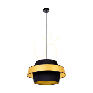 Preto Gold Pendelleuchte, 1xE27, Max. 60 W, schwarzes Metall / schwarzes geflochtenes Kabel / schwarz-goldener Lampenschirm, Ø 55 cm small 0