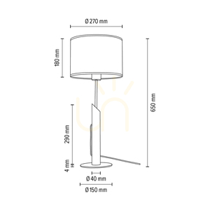 Tischlampe „Punto“, 1xE27, Max. 60 W, geölte Eiche/schwarzes Metall/schwarzes geflochtenes Kabel/bunter Lampenschirm aus Tapete, Ø 27 cm small 3