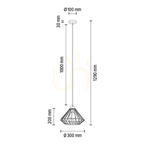 Raquelle Pendelleuchte, 1xE27, Max. 60 W, geölte Eiche/schwarzes Metall/schwarzes PVC-Kabel/schwarzer Metallschirm, Ø 30 cm small 4