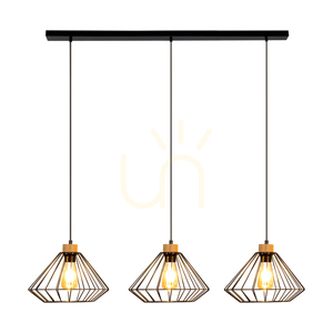 Britop RAQUELLE 187119304 Pendelleuchte, 3 × E27, Schwarz und geölte Eiche, 117 cm small 1