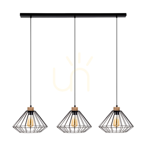 Britop RAQUELLE 187119304 Pendelleuchte, 3 × E27, Schwarz und geölte Eiche, 117 cm small 0