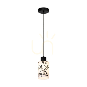 Ravio Pendelleuchte, 1xE27, Max. 60 W, schwarzes Metall/transparentes PVC-Kabel/weißer und schwarzer Glasschirm, Ø 9,5 cm small 1