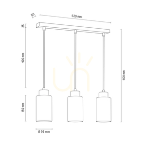 Ravio Pendelleuchte, 3xE27, Max. 60 W, Birke/Schwarz, PVC-Kabel, weißer und schwarzer Glasschirm, 54 cm small 2