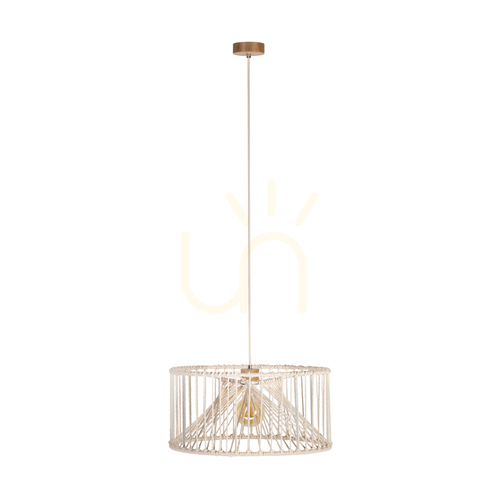 Prüfen Reve Pendelleuchte, 1xE27, Max. 15-W-LED, geölte Eiche/natur, geflochtenes Kabel/cremefarbene geflochtene Baumwollkordel, Ø 50 cm