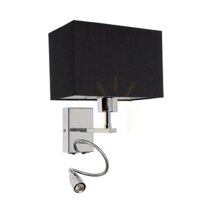 Relax Wandleuchte 1xE27 Max. 25 W, inklusive 1 LED-Lampe 4000 K, 2,5 W, Metall verchromt/schwarz, Lampenschirm 22,5 cm small 0