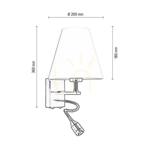 Wandleuchte „Relax“: 1xE27 (max.. 60 W), 1x LED 3000 K 1 W, Metall mit Patina/Weiß, 25 cm Lampenschirm small 2