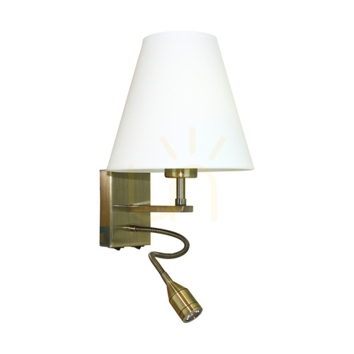 Prüfen Wandleuchte „Relax“: 1xE27 (max.. 60 W), 1x LED 3000 K 1 W, Metall mit Patina/Weiß, 25 cm Lampenschirm