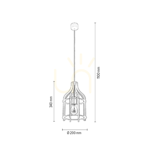 Riana Pendelleuchte, 1xE27, Max. 60 W, schwarzes Metall/schwarzes PVC-Kabel, Ø 20 cm small 2