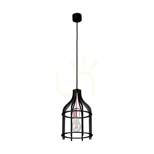 Prüfen Riana Pendelleuchte, 1xE27, Max. 60 W, schwarzes Metall/schwarzes PVC-Kabel, Ø 20 cm