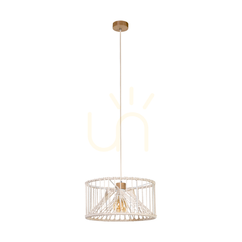 Prüfen Reve Pendelleuchte, 1xE27, Max. 15-W-LED, geölte Eiche/natur, geflochtenes Kabel/cremefarbene geflochtene Baumwollkordel, Ø 40 cm